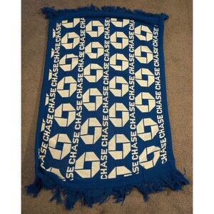 Vintage 3 Strikes Chase Bank Blue Throw Blanket Made in USA